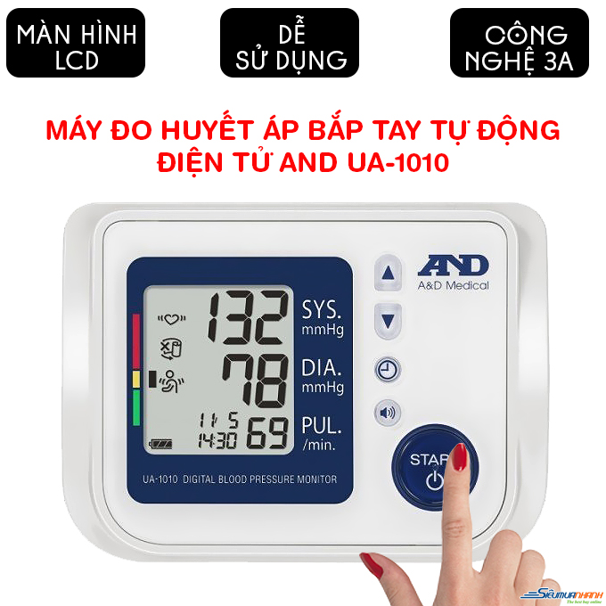 Máy đo huyết áp bắp tay tự động điện tử AND UA-1010